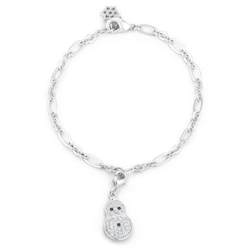 Rhodium Snowman Holiday Bracelet