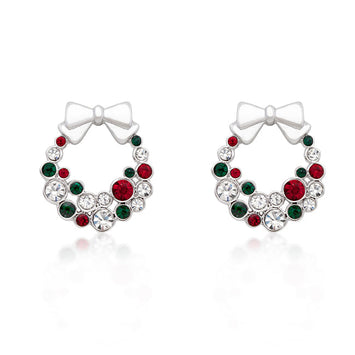 Multicolor Holiday Wreath Earrings
