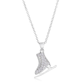 Rhodium Ice Skate Necklace