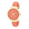 Gold Coral Leather Cuff Watch
