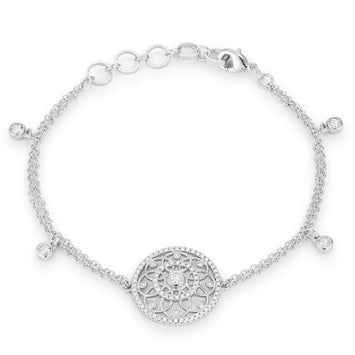Rhodium CZ Bracelet with Interlocking Circles