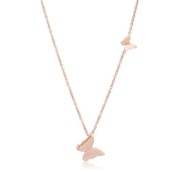Butterfly Rose Gold Stainless Steel Delicate Butterfly Necklace