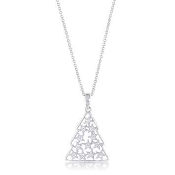 Rhodium Christmas Tree Pave Necklace