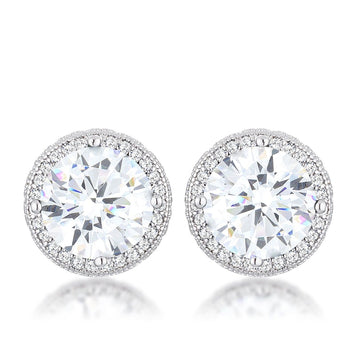 Clear Round Halo Earrings