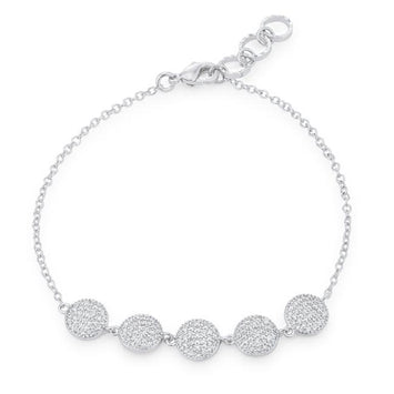 Rhodium Pave Disc Bracelet