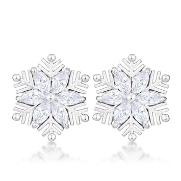 .6Ct Rhodium Marquise Snowflake Earrings