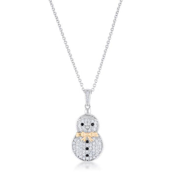 CZ Snowman Pave Holiday Necklace