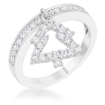 Christmas Tree Rhodium Holiday Charm Ring