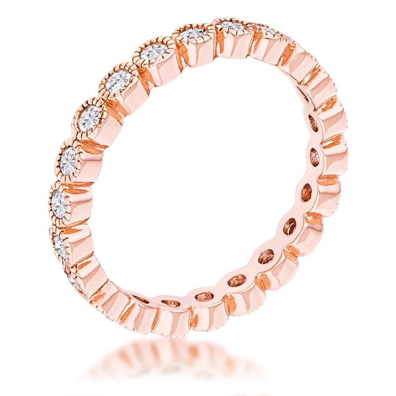 Rose Gold Plated Round Bezel Eternity Ring