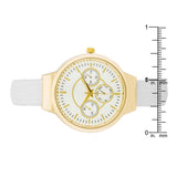 Gold White Leather Cuff Watch