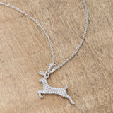 Rhodium Reindeer Holiday Necklace