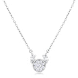 Rhodium Reversible Champagne Reindeer Necklace