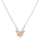 Rhodium Reversible Champagne Reindeer Necklace