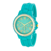 Gold Turquoise Metal Watch With Crystals