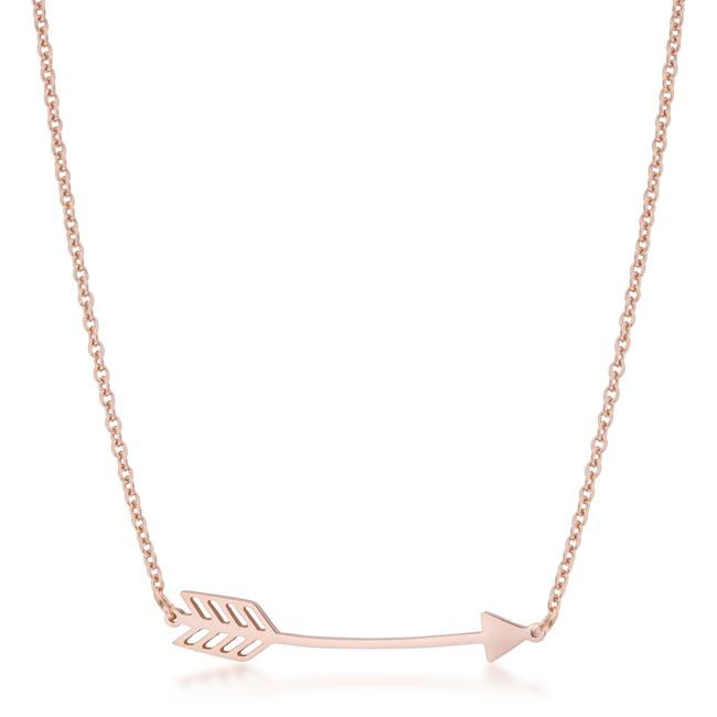 Bria Rose Gold Stainless Steel Arrow Necklace