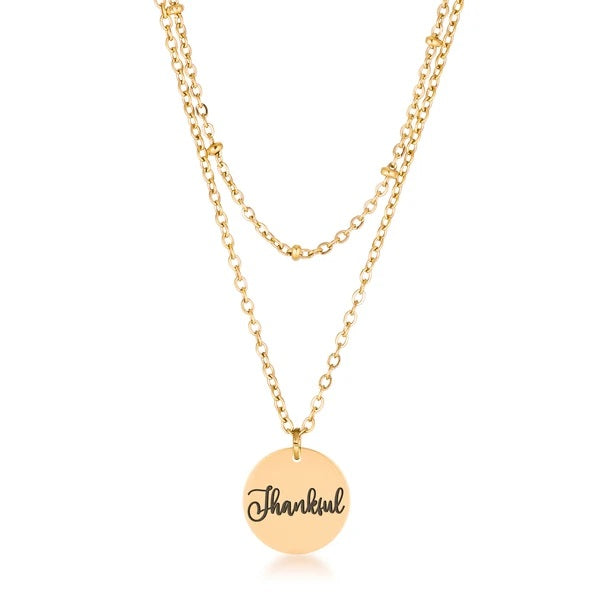 Delicate 18k Gold Plated "Thankful" Necklace