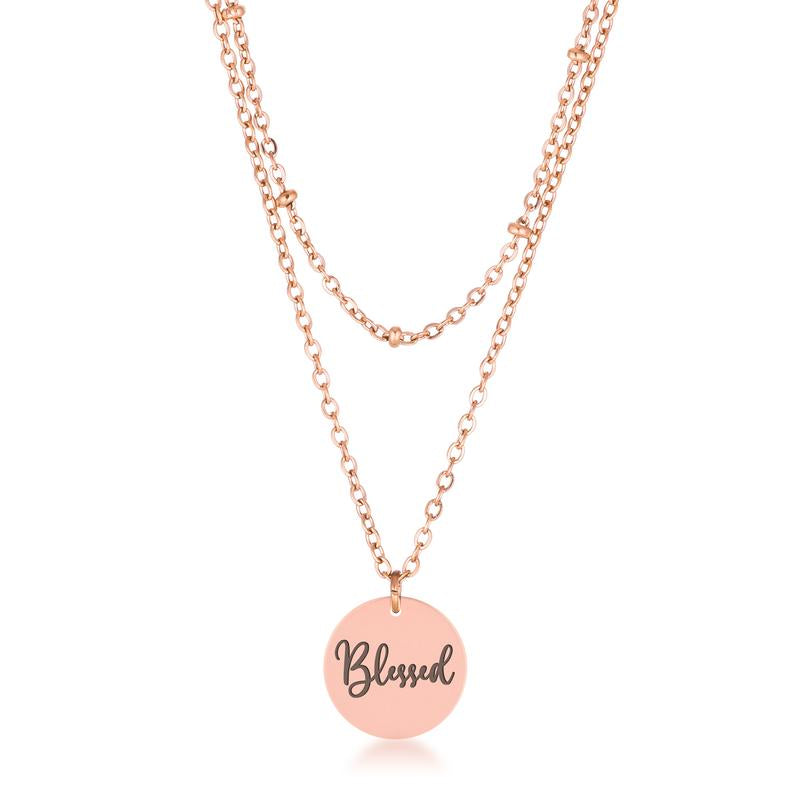 Delicate Rose Gold Plated "Blessed" Necklace
