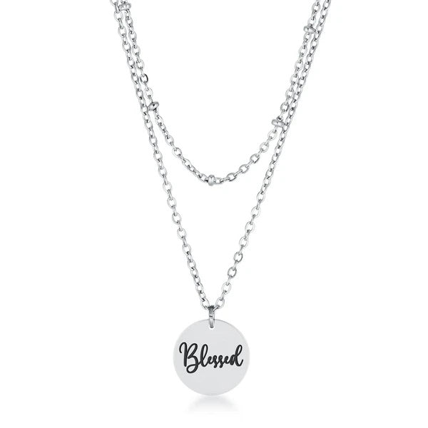 Delicate Stainless Steel "Blessed" Necklace