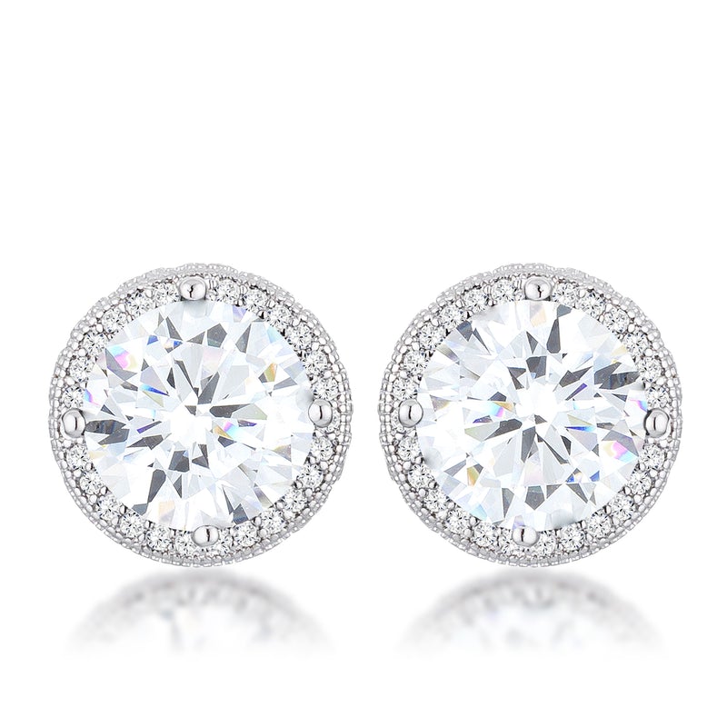 Clear Round Halo Earrings