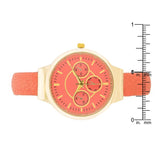 Gold Coral Leather Cuff Watch