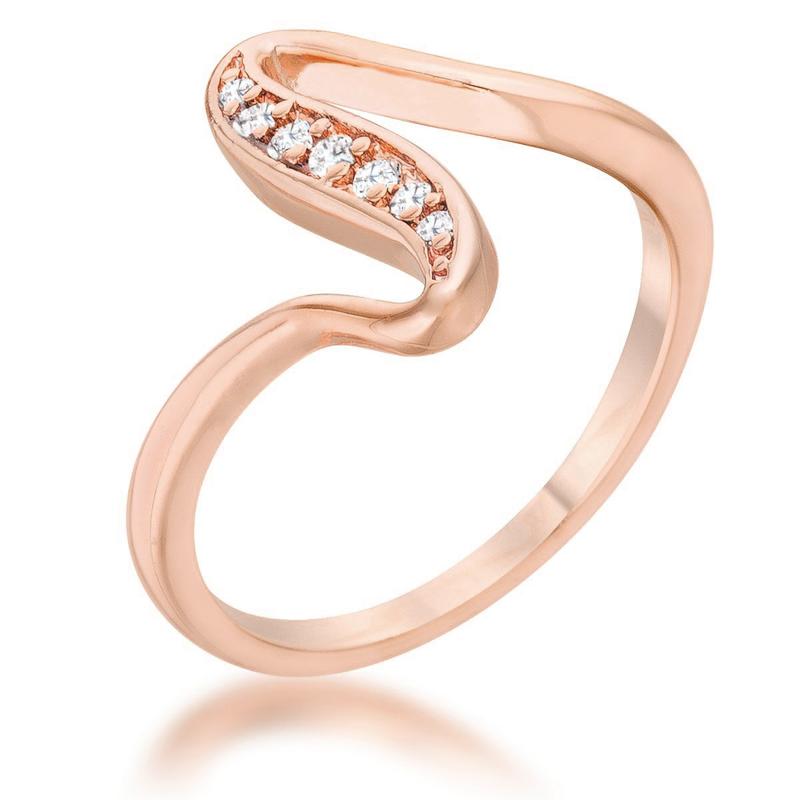 Sydney CZ 14k Rose Gold Simple Wave Ring