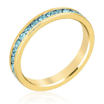 Stackable Birthstone Aqua Crystal Gold Ring