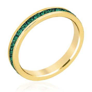 Stackable Birthstone Eternity Green Crystal Ring