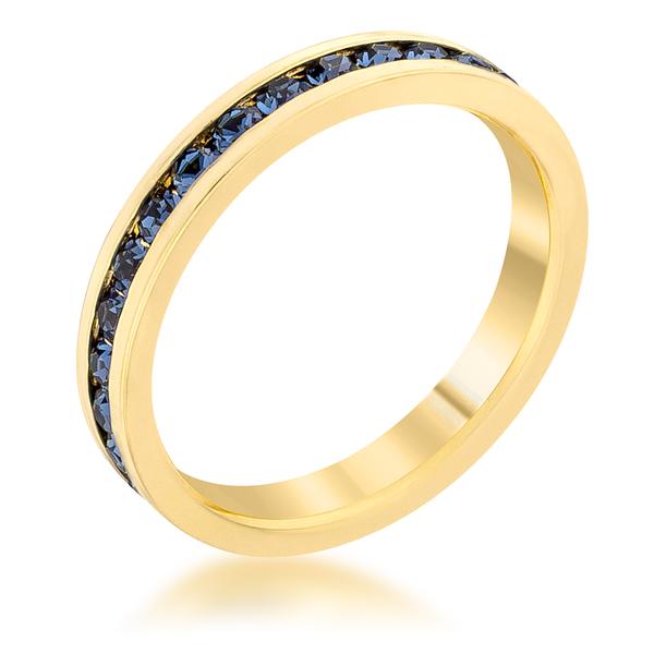 Stackable Birthstone Montana Blue Gold Ring