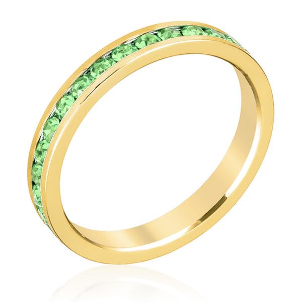 Stackable Birthstone Peridot Crystal Gold Ring