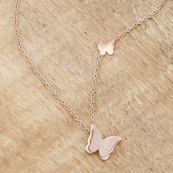 Butterfly Rose Gold Stainless Steel Delicate Butterfly Necklace