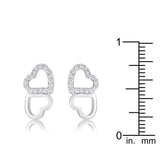 Hearts Rhodium and CZ Stud Earrings