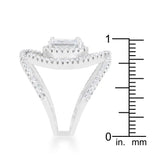 CZ Rhodium Contemporary Cocktail Ring