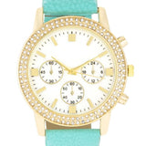 Gold Shell Pearl Watch With Crystals